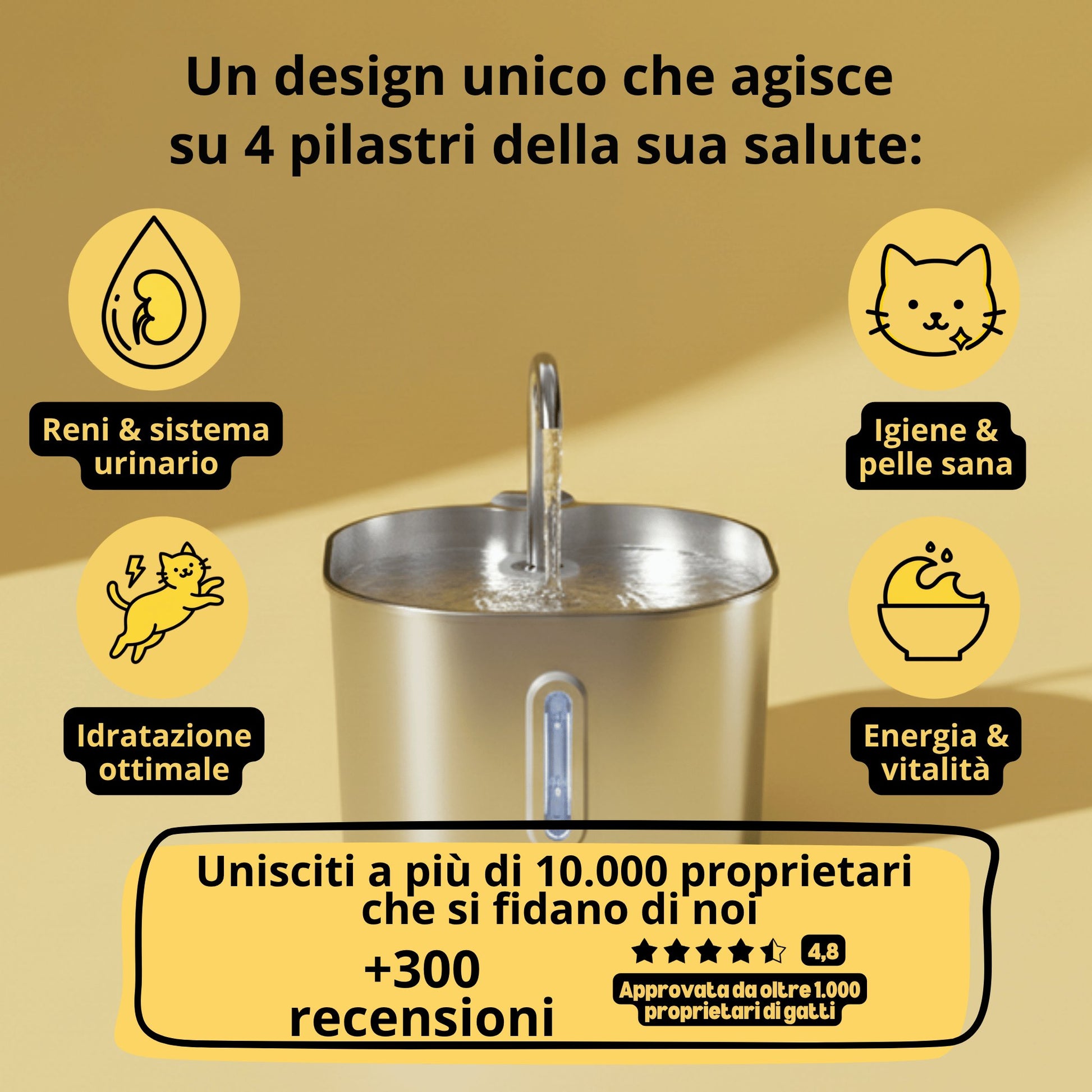 Fontanella inox Gattone: acqua fresca e sana 24 ore su 24