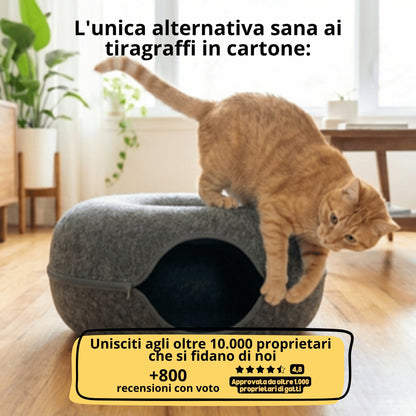 La Grotta del Gattone: cuccia, tunnel e tiragraffi tutto in uno