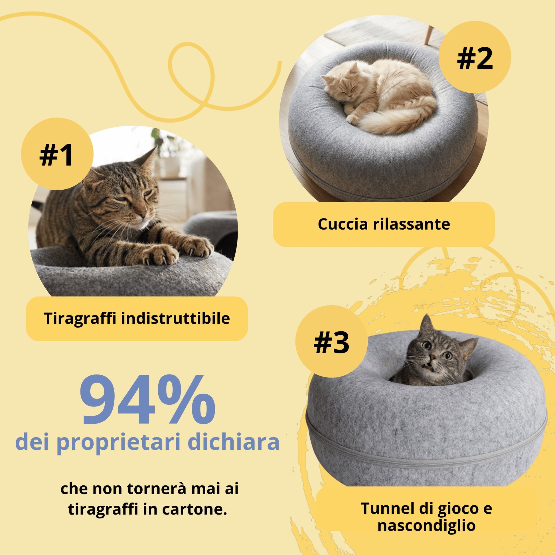 La Grotta del Gattone: cuccia, tunnel e tiragraffi tutto in uno