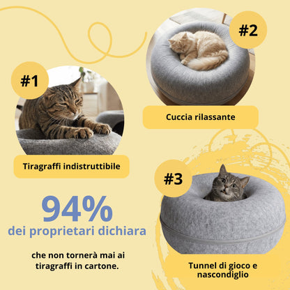 La Grotta del Gattone: cuccia, tunnel e tiragraffi tutto in uno