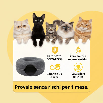La Grotta del Gattone: cuccia, tunnel e tiragraffi tutto in uno