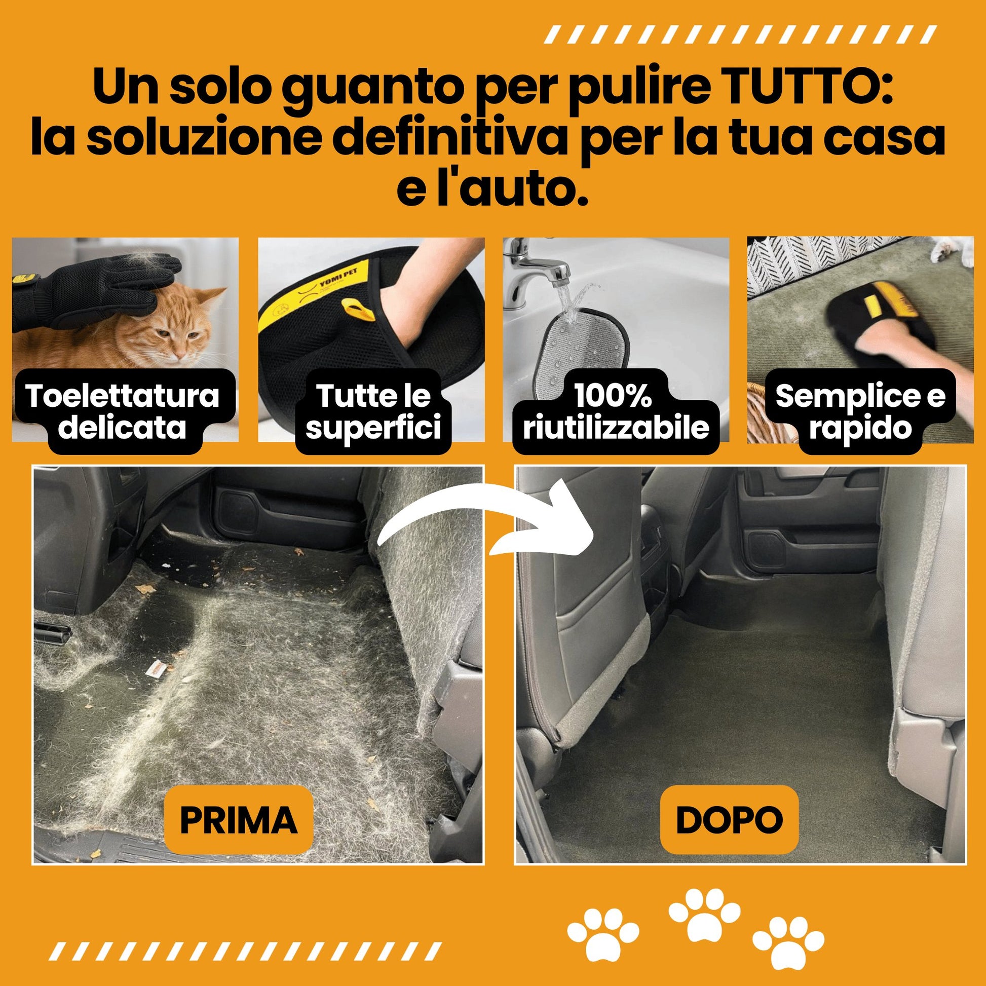 Il Guanto Gattone: spazzola, massaggia e raccogli i peli senza sforzo
