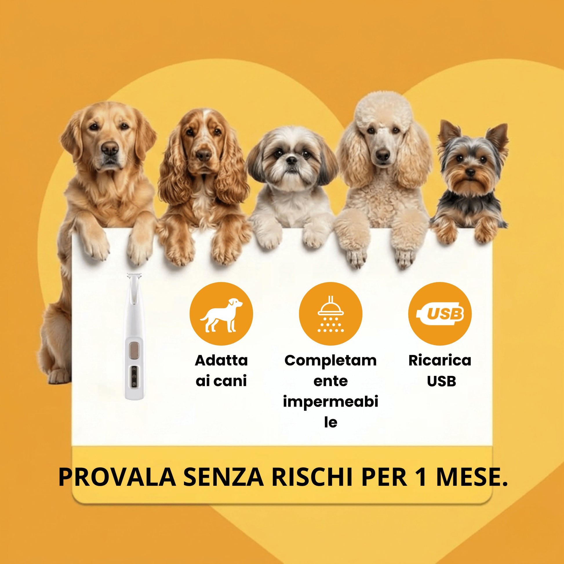 Tosatrice silenziosa senza fili per cani Gattone